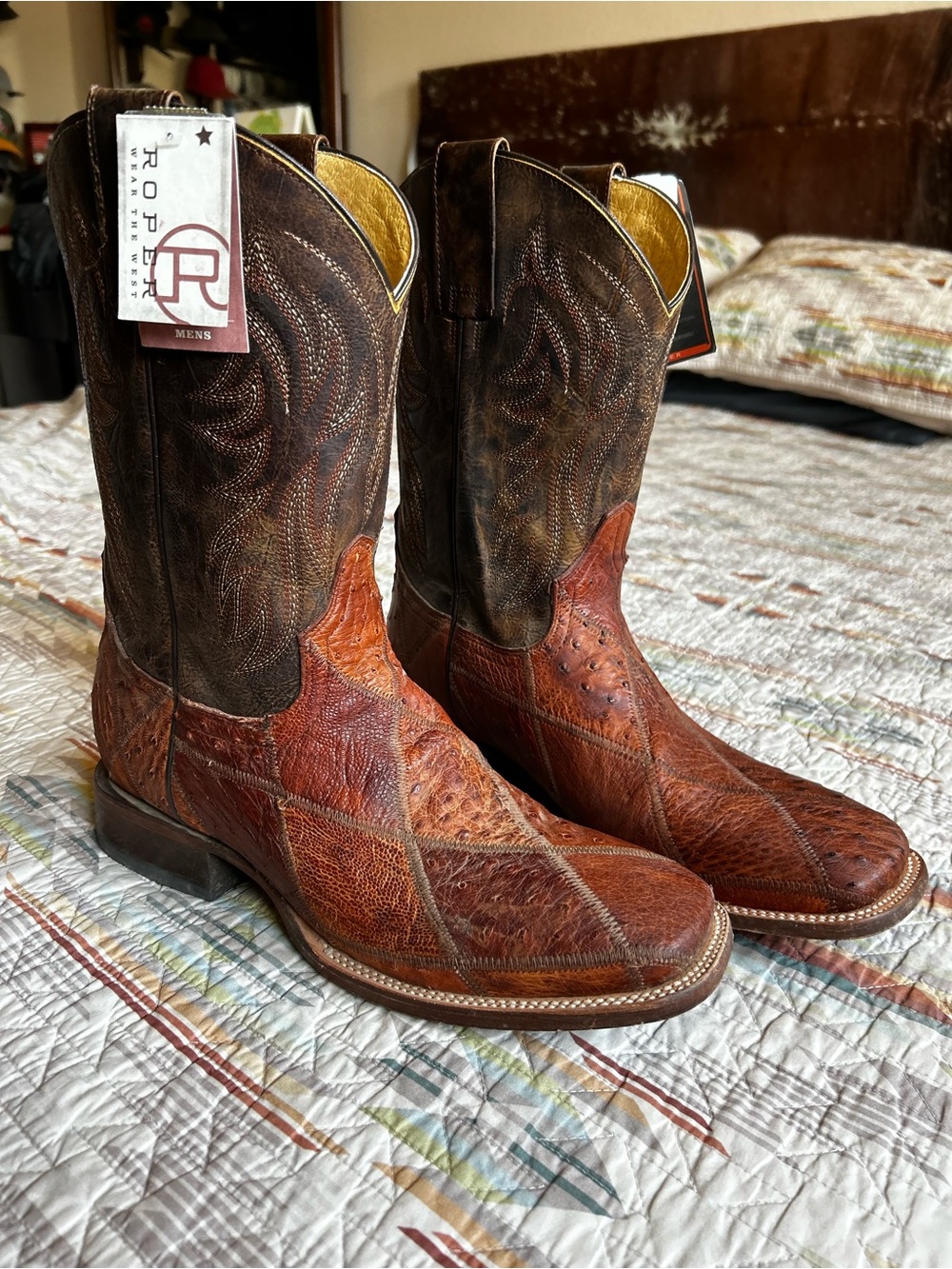 Roper Men's Two-Tone Brown Western Cowboy Boots